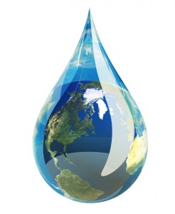 Water droplet with the earth in it