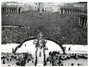 Imagine this scene transposed onto campus yesterday. Canonization Mass for St. Mary Gorreti, 1950. (Courtesy: Archbishop Martin J. O’Connor Papers)