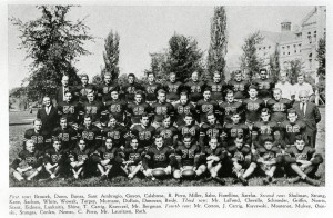 CUA’s other great college football team, the 1940 Sun Bowl participants. The Cardinal Yearbook, 1940, p. 69