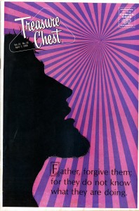 The Last Easter cover, silhouette of Christ’s profile while on the Cross, Treasure Chest of Fun and Fact, v. 21, n. 16, April 7, 1966.