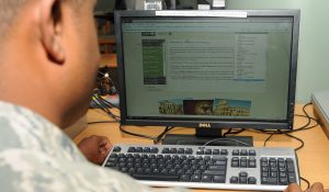 Image of a distance learner working on an online course.