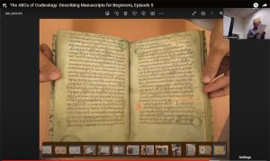 A screenshot with a manuscript from the video series on codicology